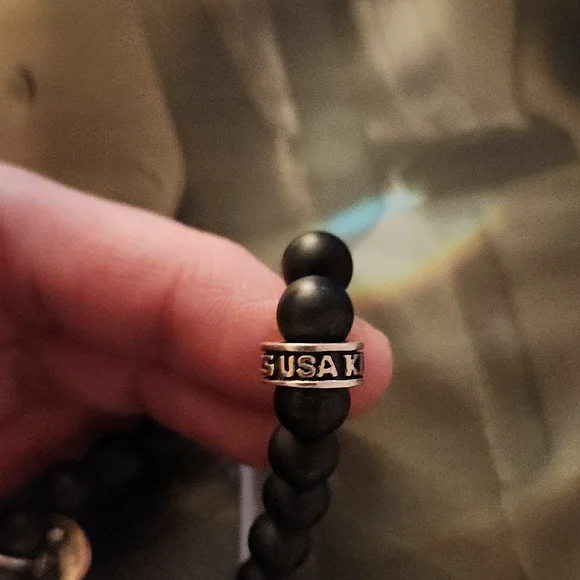 King Baby Black Beaded Bracelet with Silver Top Hat Charm - Picture 2 of 6